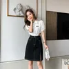 Skirts Denim Split Half Skirt Women's Contrast Bright Thread High Waist Wrap Hip Black Slim A-line Short