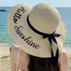 Chapeaux à larges bords Chapeaux de seau Nouvelles femmes d'été plage chapeau de paille coréen plage bord crème solaire parasol vacances mode cool arc chapeau 240322