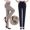 Women's Pants Spring Autumn Women Straight Middle Aged Elderly Mother Large Size Casual Stretch Trousers Female High Waist Solid