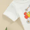 Kläder sätter Flawbena Toddler Baby Girl påskkläder Kort ärmbrev T-shirt Bunny Bell-Bottom Pants Kids Summer Clothes