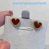 Designer Luxusmarke Schmuck Vanl Cleefl Arpelsstud Ohrringe lieben weibliche Paar rotes Achate Herzohrringe süße und süße Sterne gleiche Style Theke