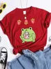 Koszulka damska zielona żaba miękka fajna koszulka sportowa letnia koszulka street street hip hop top lubi picie t-shirty o smaku truskawki o smaku truskawki 240322