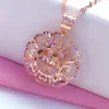 Kedjor 585 Purple Gold Plated 14k Rose Hollow Flower Pendant Neckce for Woman Charm utsökta Light Luxury Party SMycken Drop Delive Otbfm