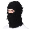 Bérets Cagoule en détresse tricoté masque de ski complet HipHop unisexe Shiesty hiver chaud extérieur camouflage polaire bonnets flous