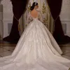 Потрясающие свадебные платья принцессы трапециевидной формы для женщин с длинными рукавами, роскошные турецкие свадебные платья с открытой спиной и блестками Vestido De Noiva Civil