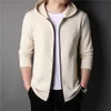 Veste à capuche à manches longues pour hommes, cardigan tendance en coton printemps-automne, veste courte coréenne décontractée de couleur unie pour les personnes d'âge moyen et les jeunes