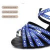 Boots Femme Rhinestone Latin Dance Chaussures Fomen Women Blue Bachata Salsa Chaussures de danse pour les filles de fête