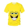 Męskie koszulki męskie śmieszne żółte bob T-shirt gąbka Rodzinna druk 3D Sportswear Cartoon Uni Bluie Cutmens Drop dostawa ap Appre dhqhv