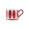 Tasses 450 ml tasse à café personnalisée peinte à la main avec poignée tasses en céramique créatives filet scandinave rouge multi-motifs