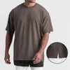 Men's T Shirts Men Summer T-shirt Loose Round Neck Short Sleeves Pure Color Soft Breathable Split Hem Pullover Mid Length Casual Daily Top
