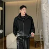 Fatos masculinos syuhgfa terno casual gola zíper jaquetas masculinas moda coreana cor sólida homens calças largas perna 2024 primavera chique