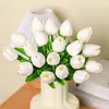 Flores decorativas Mini decoración de tulipanes ramas artificiales elegantes para la decoración de la boda del hogar imitación realista con tallos florales de primavera