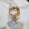 Bagues de réglage d'ouverture de fleur à cinq feuilles pour femmes et hommes, bague de couple géométrique en or jaune 14k, bijoux de décoration, cadeaux