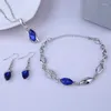 Necklace Earrings Set Luxury 925 Sterling Silver Needle Crystal Wedding Engagement Jewelry For Women Pendant Bracelet