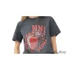 T-shirt da donna versione alta Camicia estiva di design Stampa fragola T-shirt girocollo a maniche corte in cotone allentato casual per donna 6877