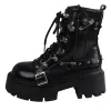 Laarzen mode nieuwe dames fietser laarzen octrooi lederen ademende zipper lolita platform laarzen winter nieuwe retro gothics botines chelsea chelsea