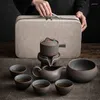 Set da tè Set da tè semiautomatico pigro in ceramica viola di lusso leggero Set da tè portatile da viaggio Tazza da teiera in stile giapponese
