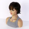 Perruques oucey coiffes synthétiques perruques pour les femmes Pixie coupée à perruque courte avec une bangs naturel wig ondule femme noire brun blonde perruque blonde femme