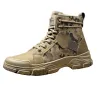 Skor Autumn och Winter Martin Boots Hightop Single Shoes Men's Plus Velvet Snow Boots Camouflage Color Tooling Boots