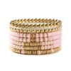 Strand Mosengkw Style bohème couleur unie bracelet en argile douce ensemble de 7 pièces avec élastique de perles rondes empilées multicouches