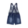 Overalls Boiiwant Mädchen Lässige Hosenträgerhose Quadratischer Kragen Ärmellose Denim-Stoffoveralls Marineblaue weiße Shorts 2–7 Jahre Drop Deli Otj41