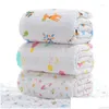 Filtar Swaddling Soft Silky Cartoon Muslin Ddle Neutral Mottagande filt stort droppskeppsleverans Baby Kids Maternity Nursery B Otshx