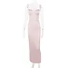 Casual klänningar rosa satin spaghetti rem elegant kvinnor vacker klänning maxi formellt tillfälle sexig julfest 2024 lm124