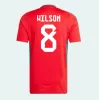 2024 Waless Euro Cup National Drużyna piłkarska koszulka piłkarska Wilson Ramsey Bale 24 25 Bale Soccer Shirt Full Set Home Red Away Brooks Johnson Brooks Johnson