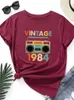 Koszulka damska Retro 1984 Maszyna nagraniowa drukowana koszulka damska Krótkie rękawowe O luz luźne damskie koszulka damska T-shirt TOP 240323
