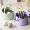 2-in-1 Makeup Brush Cleaning Mat with Brush Drying Holder Cosmetic Brush Cleaning Bowl Spge Powder Puff Wing Tool s5mU#