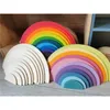 Sorting Nesting Stacking toys Childrens wooden rainbow arch stacker pink building blocks semi-circular ball boards unpainted stacking 24323