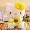 Jouet en peluche chat tournesol jaune, dessin animé créatif pour la saint-valentin, poupée chat tournesol mignon, oreiller, cadeau d'anniversaire, vente en gros