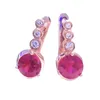 Boucles d'oreilles pendantes classiques pour femmes, plaqué or violet 585, Rose 14K, mode exquise, pierres précieuses rouges, bijoux