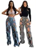 Damenjeans 2024 Ins Fashion Mid Waist Stretch Hollow Out Mom für Frauen Straight Fit Trendy Y2K Grunge Party Night Club Denim Hosen