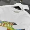 Nueva camiseta para bebé, estampado de letras del arco iris, camiseta para niños, tamaño 100-150 CM, ropa de diseñador para niños, niñas, niños, camisetas de manga corta, 24 de marzo