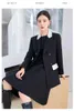 Arbetsklänningar 2024 Autumn Winter Casual Office 2 Piece Set Black White Patchwork Blazer Jacket Midi Vest Women's Fashion Korean