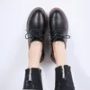 Повседневная обувь, женские гладкие маленькие и универсальные модные лоферы на толстой подошве с круглым носком и каблуком из натуральной кожи, модные лоферы на шнуровке