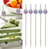 Forks Fruit Pick Set Elegant Faux Pearl Flower Picks For Buffet Cupcake Decoration 100 Bamboo Cocktail Toothpicks Kitchen