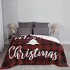 Couvertures Plaid rouge Lettre Joyeux Noël Couverture tricotée Velours Nordic Rétro Année Super Chaud Jeter pour tapis de lit