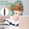 Headphone/Headset Cute Dinosaur Wired Headphones Children's Stereo Bass With Decorative Ears Boys Girls Headphones 3.5mm Learning Game Headset