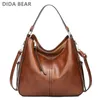 Didabear Hobo Bag Leder Frauen Handtaschen weibliche Freizeitögen -Umhängetaschen Mode -Geldbörsen Vintage Bolsas Großkapazität Tasche 240311