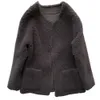 Зернистое кашемировое пальто из овечьей шерсти для женщин, осенне-зимнее новое корейское пальто, свободный универсальный меховой цельный короткий топ