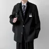 Men's Suits Mens Japanese College Student Uniform Blazer Masculino 2024 Style Elegant Slim Fit Stand Collar Suit Jacket Unisex