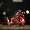 Traditional Chinese Porcelain Dragon Statue Handmade Ceramics Mystery Animal Sculpture Ancient Legend Totem Ornament Craft Decor 240305