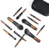 12 PCS Madeira Animal Hair Makeup Brushes Set Make-up para mulheres ferramenta cosmética Eyeshadow Foundationi Blush Profial kit completo V3SL #
