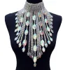 Necklaces CuiEr 40cm Length SS28 Rhinestones Chain Tassel Stunning Crystal AB Lrregular Necklace for Women Choker Jewelry Glass Wedding