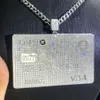 Populaire Credit Card Hip Hop Hangend Pass Tester VVS Moissanite Diamond Ice Out Sier Solid 10K 14K Hanger