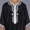 Ethnische Kleidung muslimischer Mann Kaftan marokkanische Männer Jalabiya Dubai Jubba Thobe Baumwolle Langes Hemd lässig Jugend schwarze Robe arabische Kleidung plus Ottii