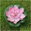 Ghirlande di fiori decorativi Loto Giglio artificiale Galleggiante Fiore d'acqua Piante da stagno Pad Decorponds Simation Piscina finta Aquariumreali Dhv2X