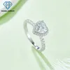 Klusterringar dubbla smycken älskar hjärta form moissanite för lady s925 sterling silver bröllopsdag parti grossist